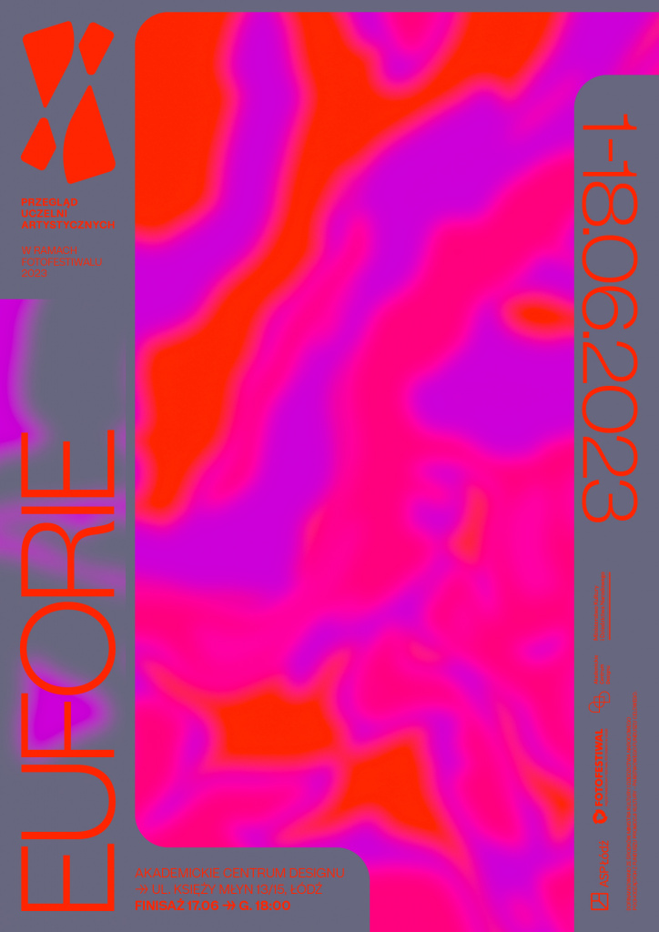 Identyfikacja graficzna. Napis EUFORIE oraz data 1-18.06.2023