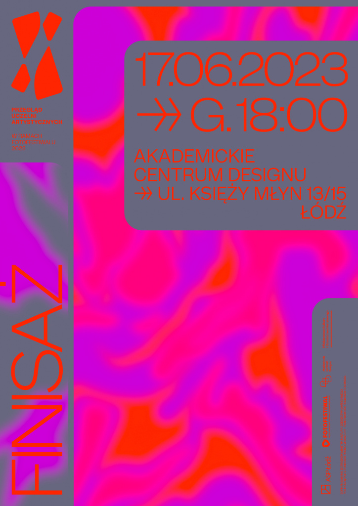 Identyfikacja graficzna. Napis FINISAŻ oraz data 17.06.2023, godz. 18:00