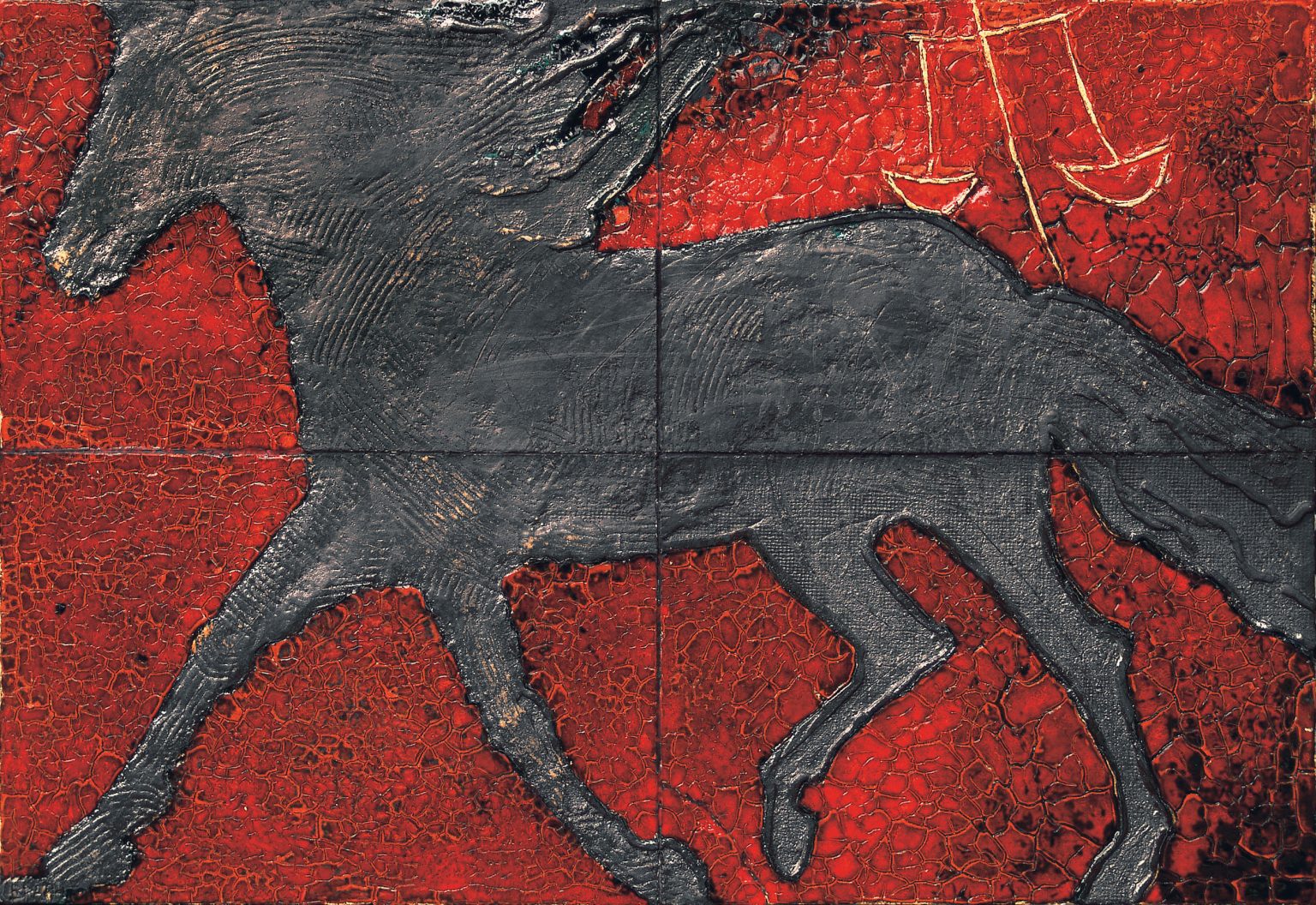 S.Brach, Czarny- z cyklu Jeżdżcy Apokalipsy, obraz ceramiczny, 2005