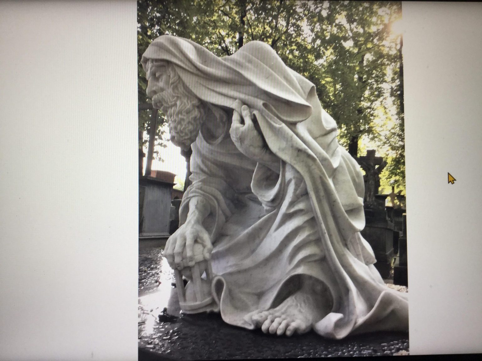 St. Gruszka, Kronos, bialy marmur, Powązki