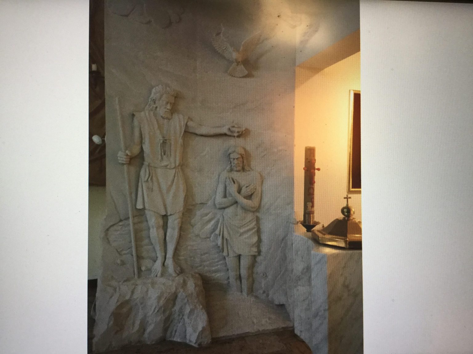 St.Gruszka, Chrzest Jezusa w Jordanie, piaskowiec, Kościôł Miłosierdzia Bożego, Warszawa