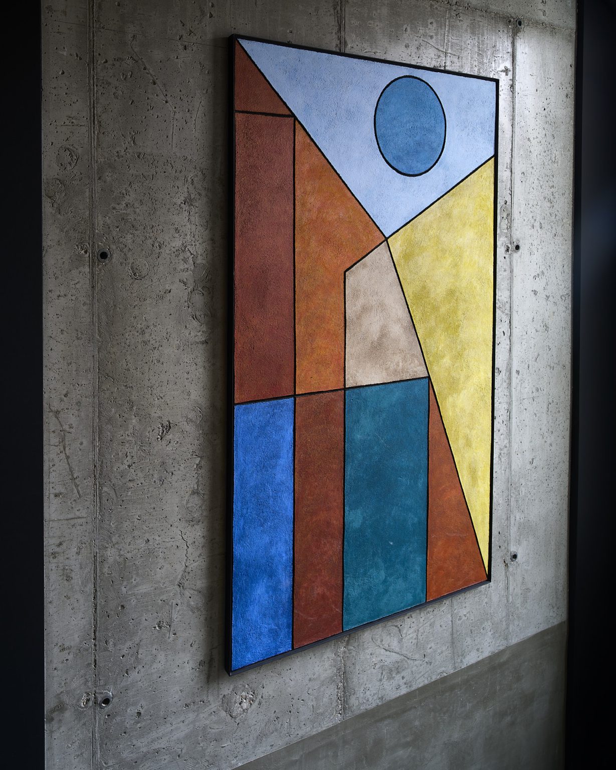 Marcin Bogusławski, sgraffito łączone z techniką krzemianową na podłożu przenośnym, 200 x 120cm, ul. Goplańska, Warszawa.