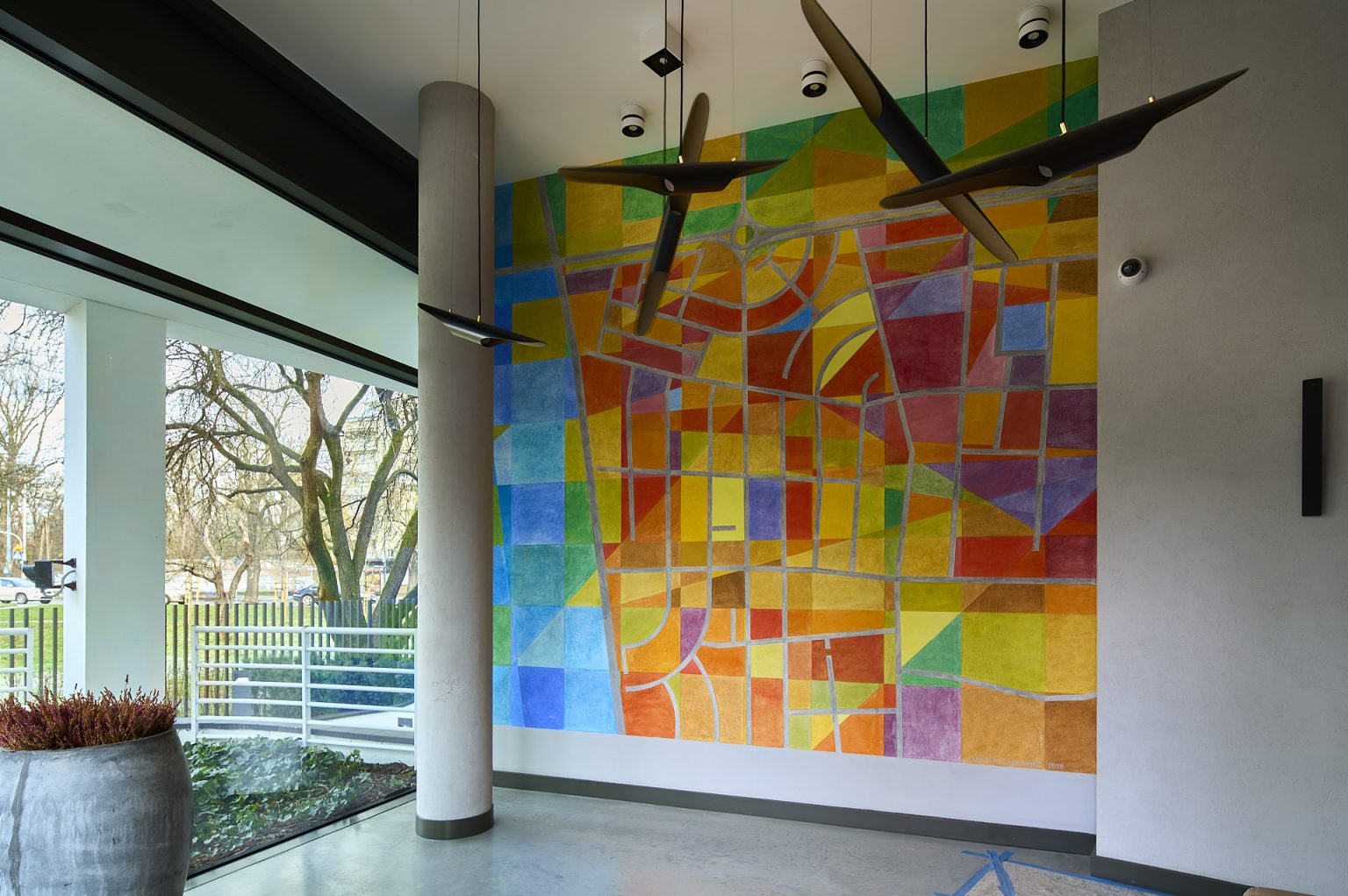 Marcin Bogusławski - malarstwo ścienne w technice krzemianowej- 320 x 420 cm, ul. Berezyńska 38, Warszawa.