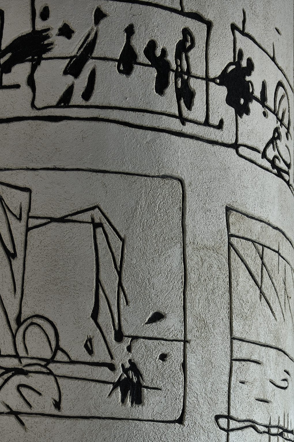 Marcin Bogusławski - sgraffito dwubarwne - 300 x 320 cm,, Centrum Kultury Filmowej im. Andrzeja Wajdy. Al. Jerozolimskie 20, Warszawa.