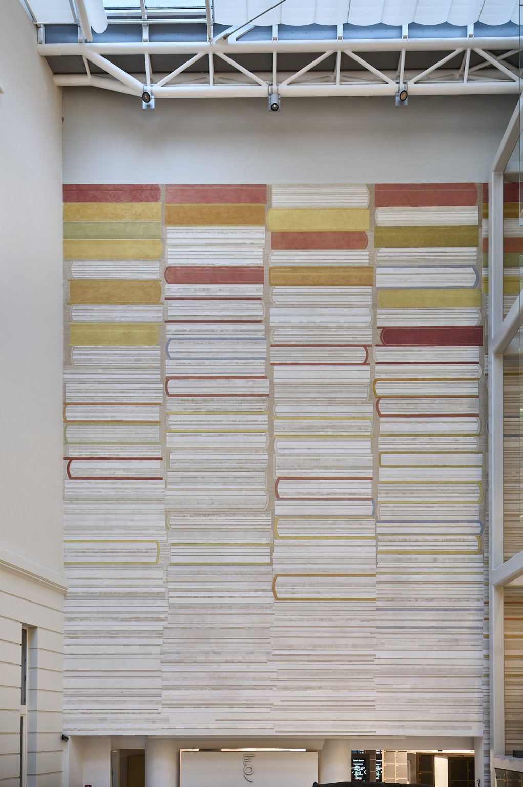 Marcin Bogusławski - sgraffito łączone z freskiem - 14m x 10m, Biblioteka Główna Województwa Mazowieckiego, Warszawa, ul. Koszykowa 26/28