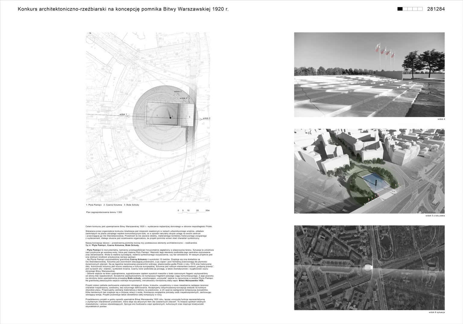 A. Sołyga, M. Kuciński, P. Mysera, POMNIK BITWY WARSZAWSKIEJ, projekt, plansza Nr 1