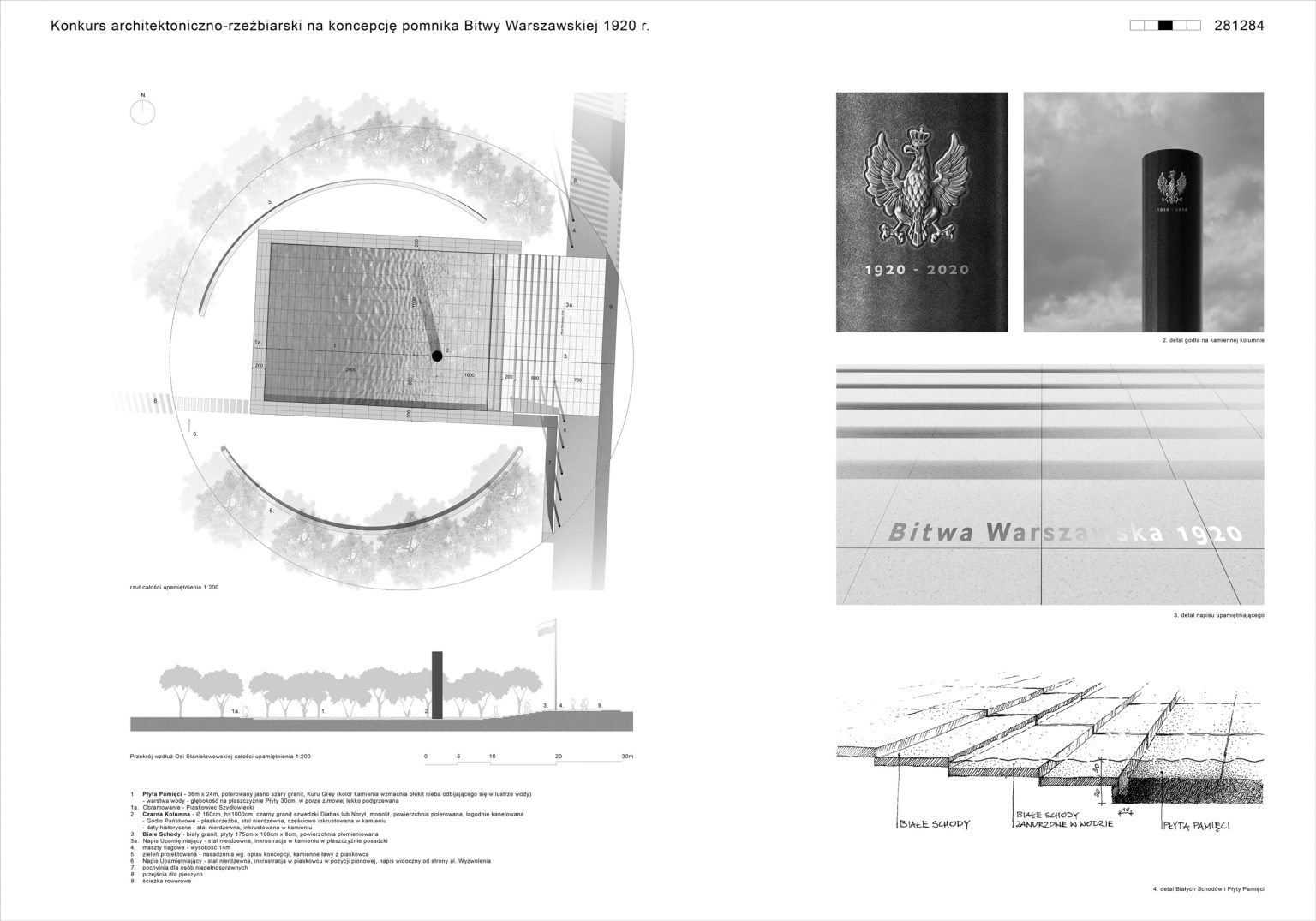 A. Sołyga, M. Kuciński, P. Mysera, POMNIK BITWY WARSZAWSKIEJ, projekt, plansza Nr 3