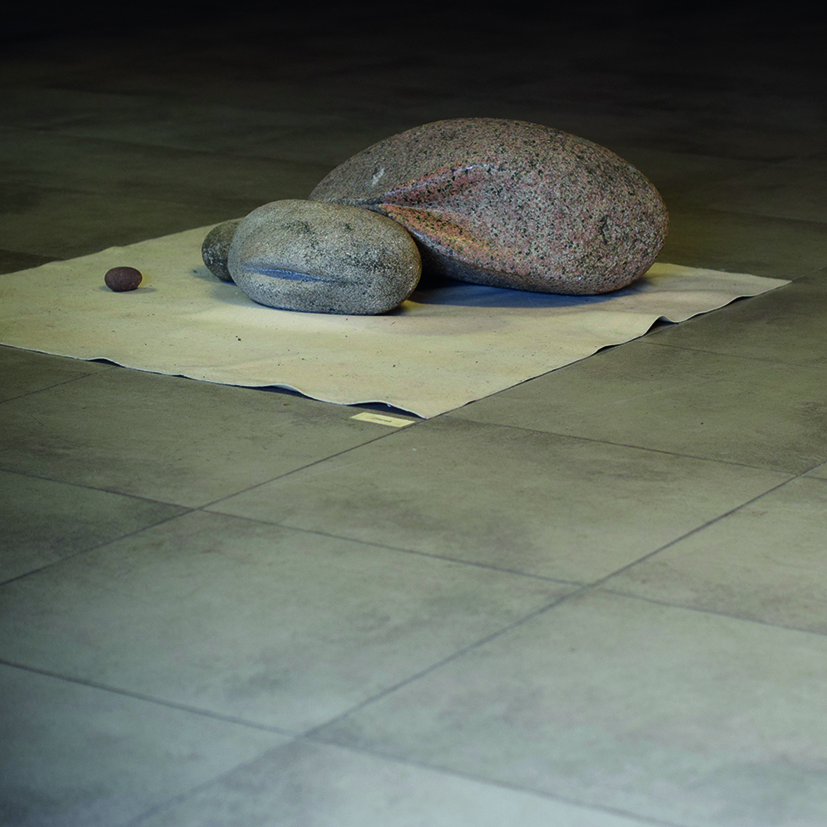 G.Witek, „ZIARNA”, kamienie otoczaki, filc, szer. 150 cm. 2009/15