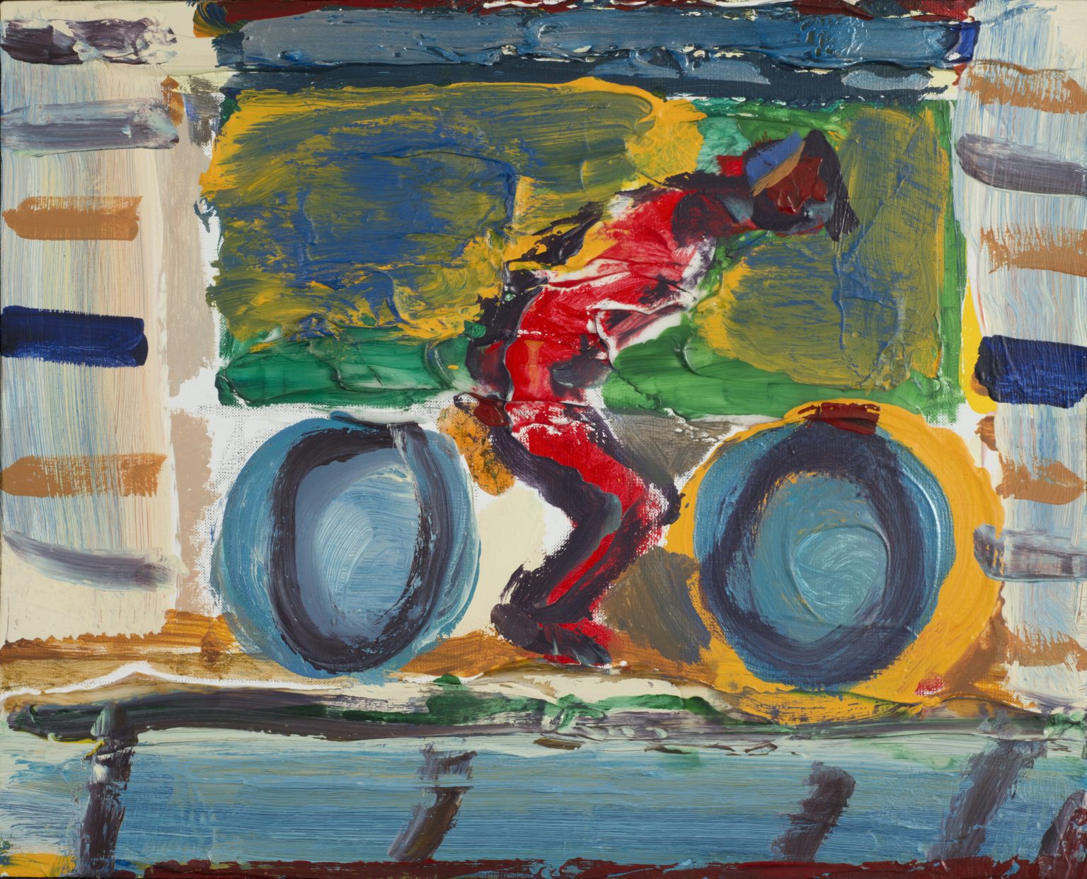 Rowerzysta, 2017, akryl, płótno, 40x50 cm