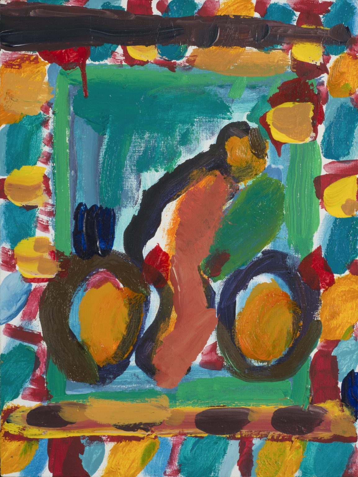 Rowerzysta, 2015, akryl, płótno, 35x25 cm