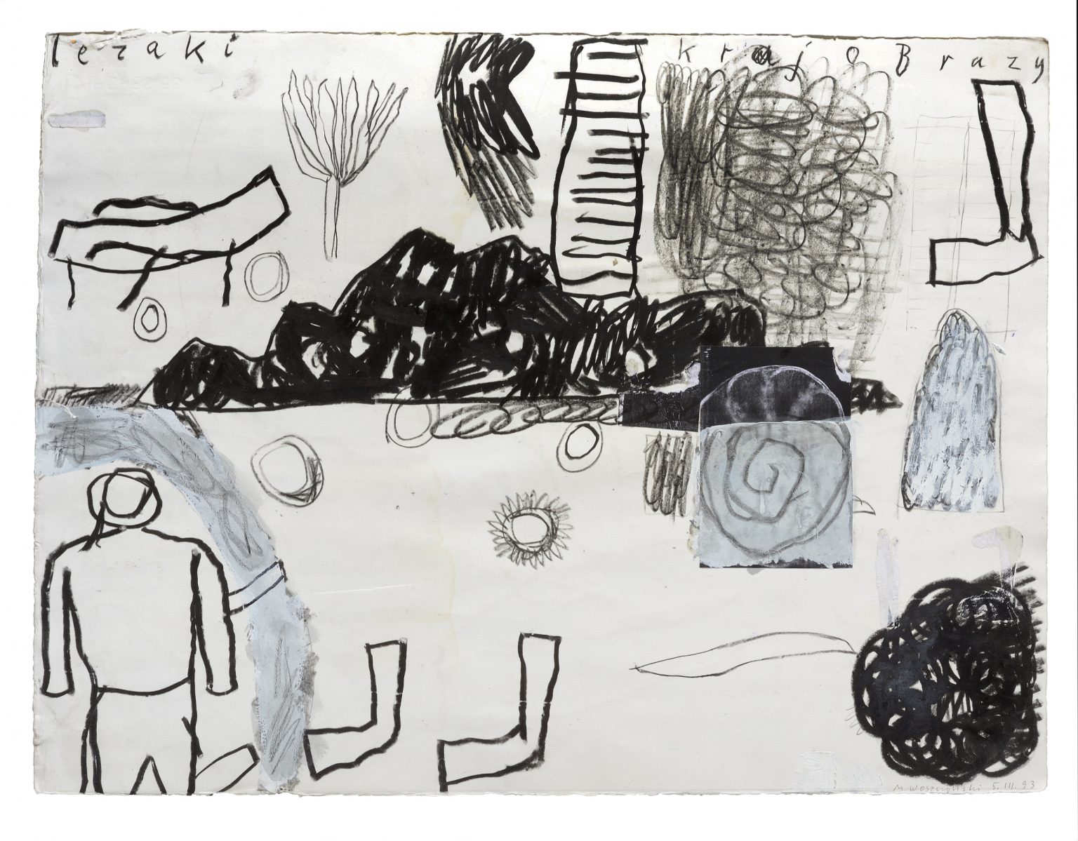 M Woszczyński, Nurek w pejzażu, 1993, kredka,papier, 50x70