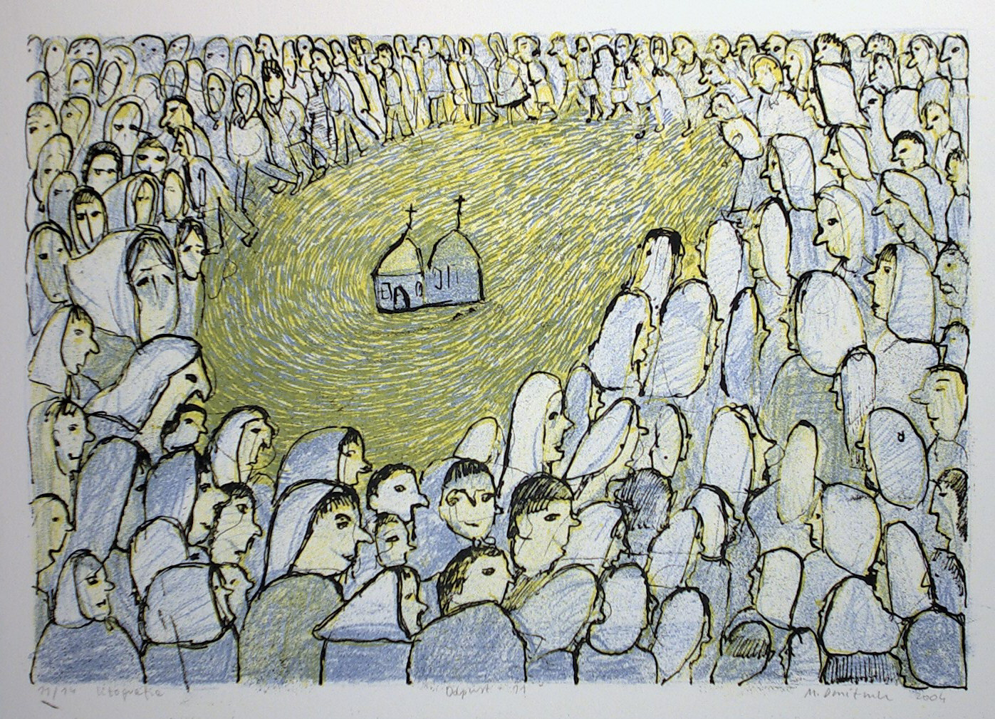 M.Dmitruk, Odpust, litografia, 2004, 21 x 31 cm, foto. P.Grzesczyk