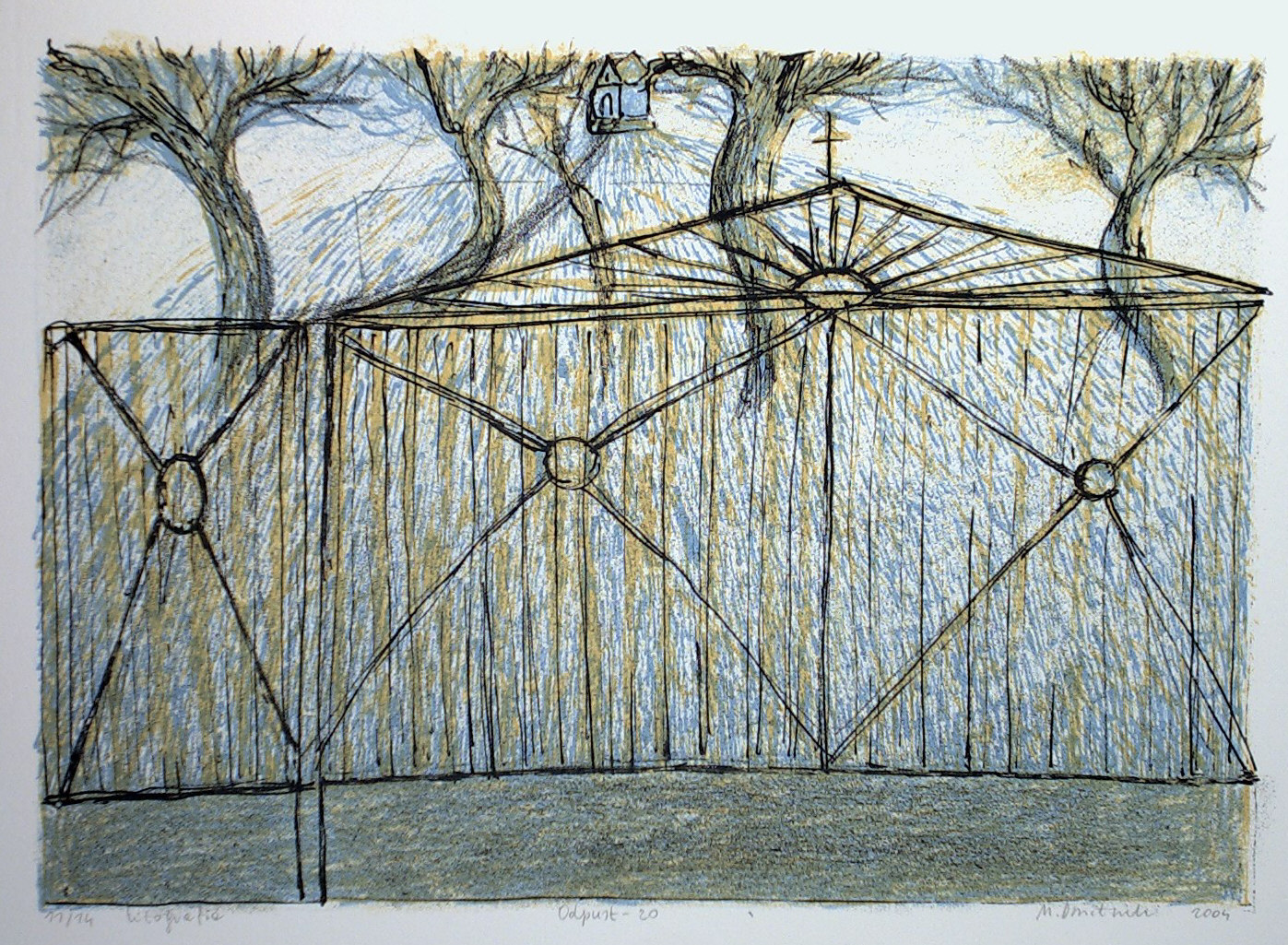 M.Dmitruk, Odpust, litografia, 2004, 21 x 31 cm, foto. P.Grzesczyk