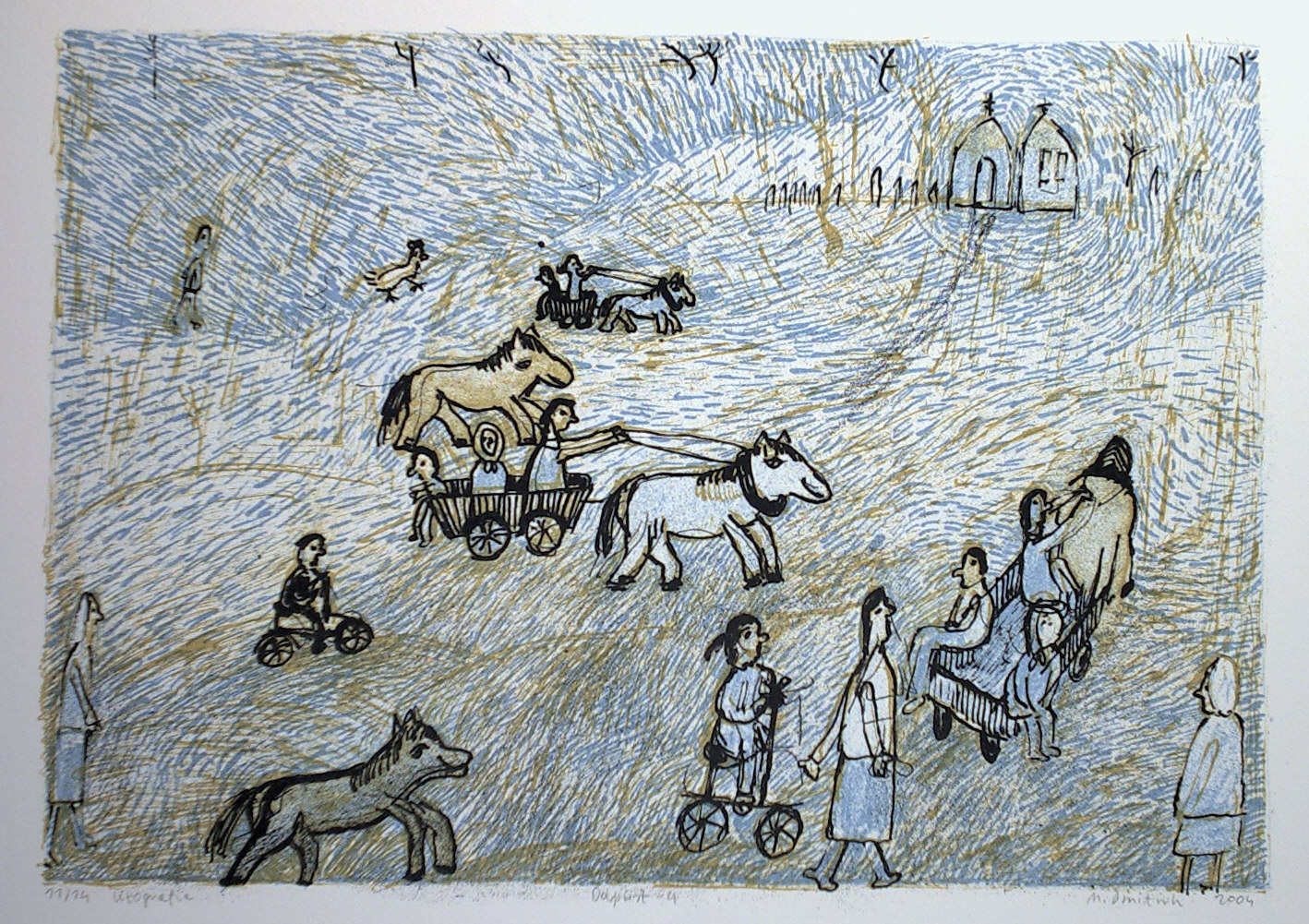 M.Dmitruk, Odpust, litografia, 2004, 21 x 31 cm, foto. P.Grzesczyk