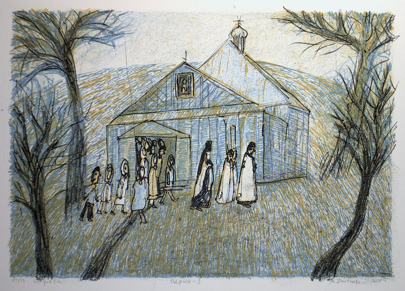 M.Dmitruk, Odpust, litografia, 2004, 21 x 31 cm, foto. P.Grzesczyk