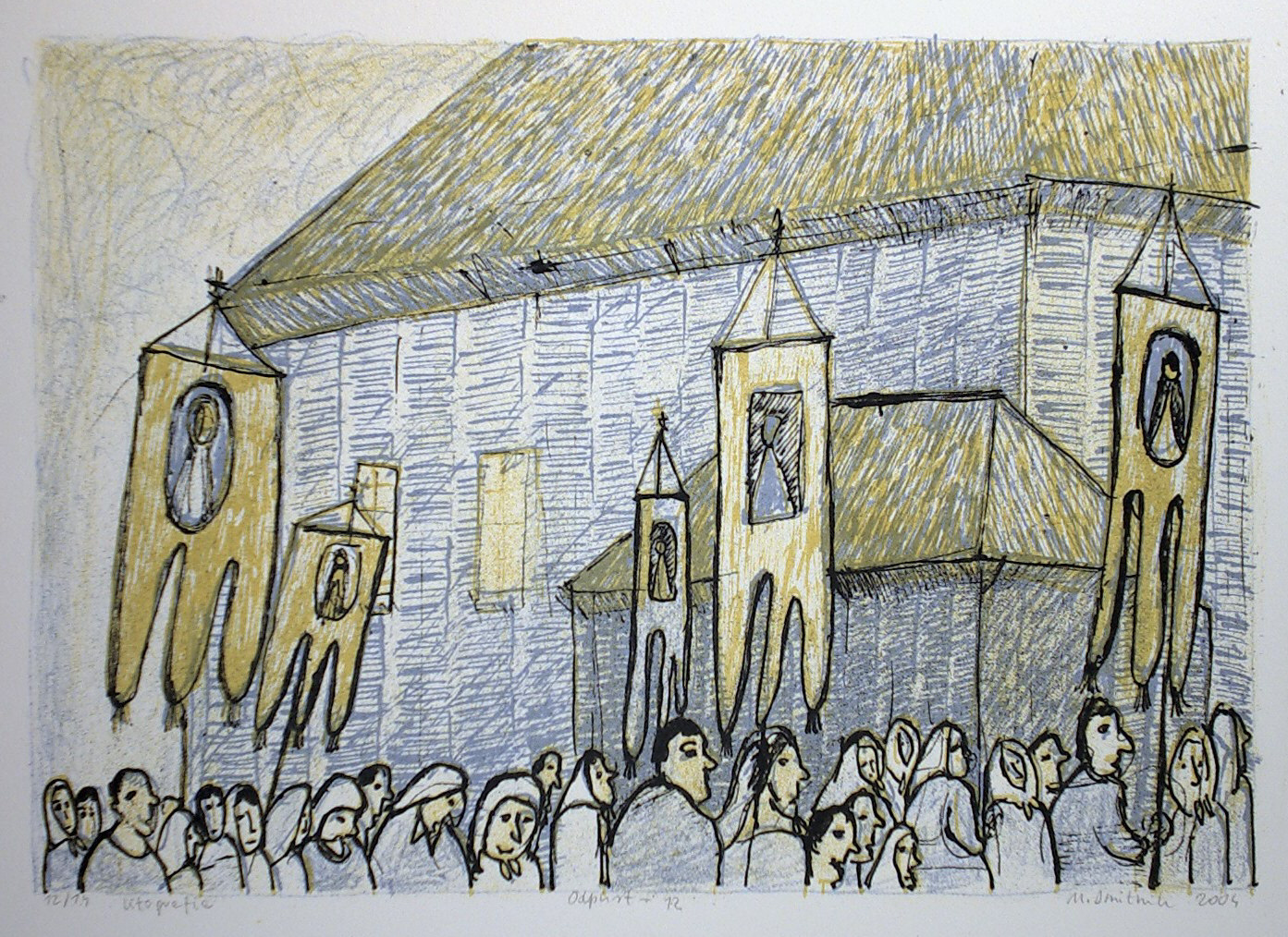 M.Dmitruk, Odpust, litografia, 2004, 21 x 31 cm, foto. P.Grzesczyk