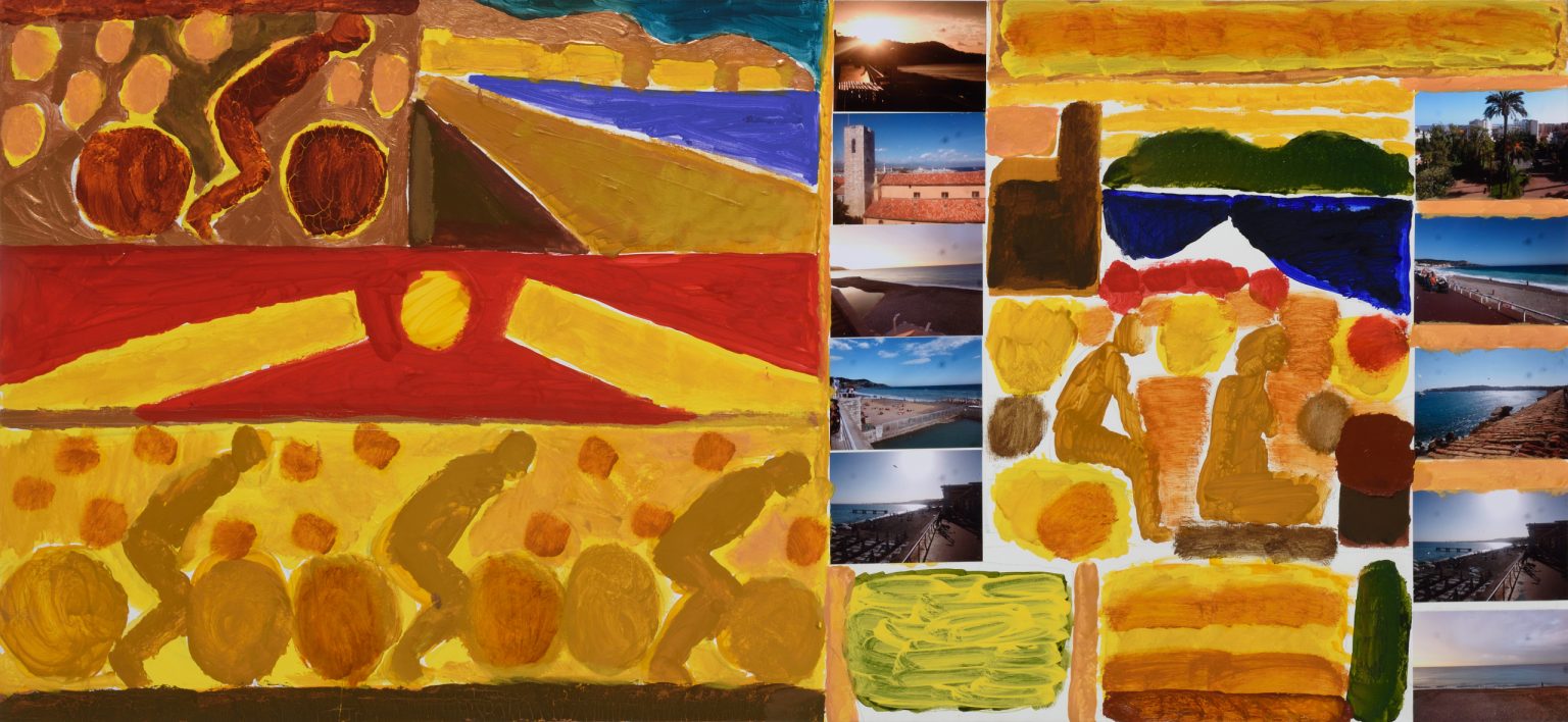 Pejzaż południowy, akryl fotografia, płótno, 90 x 200cm, 2020 rok