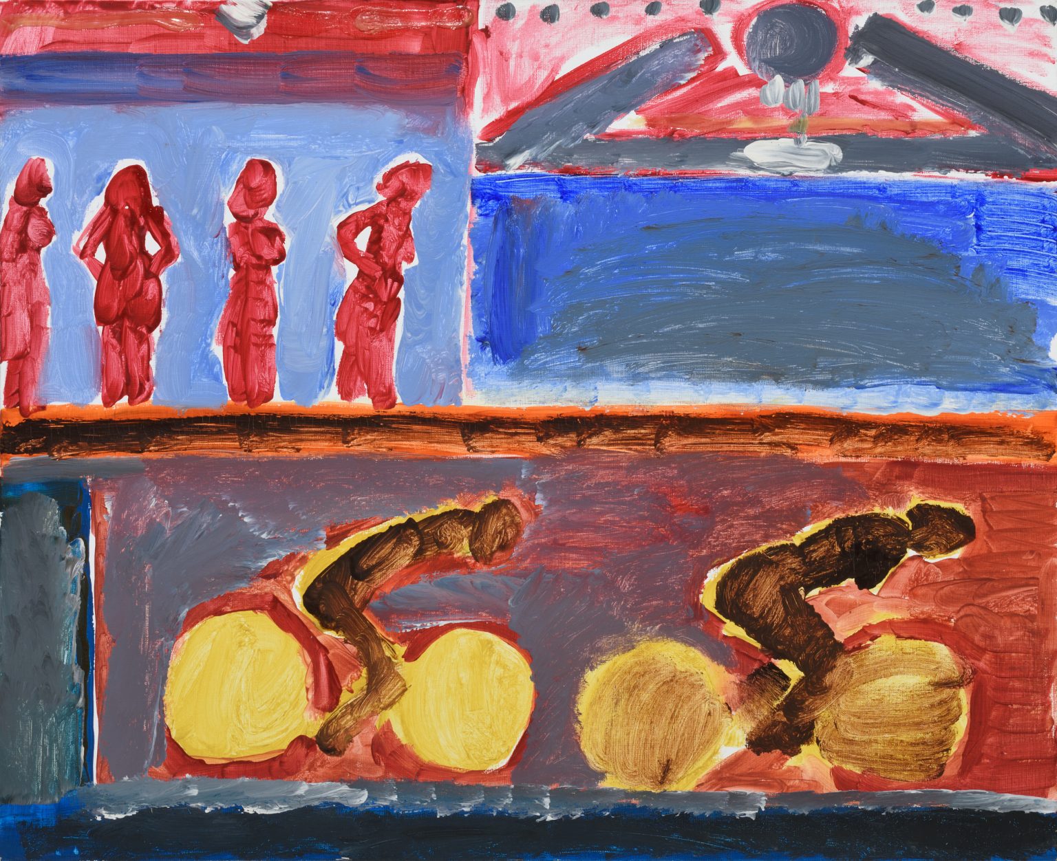 Pejzaż z drogą i plażą, 2017, akryl,pł, 65 x 81