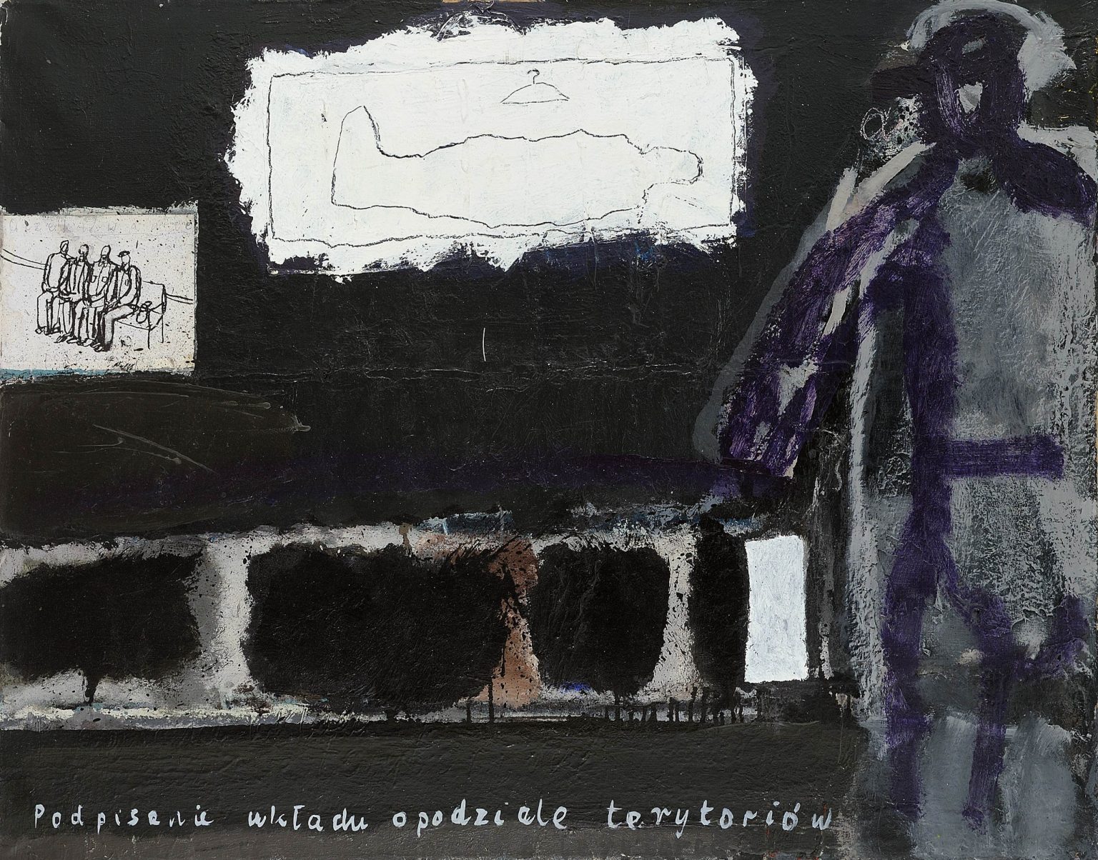 Podpisanie układu o podziale terytoriów, 1991, akryl, olej, płótno, 110x130
