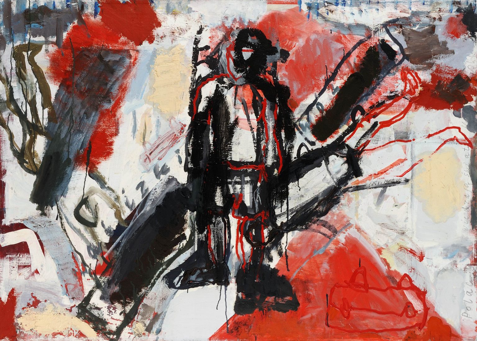 Polacy zwiedzają świat, 1991, olej, płótno, 110x155 cm