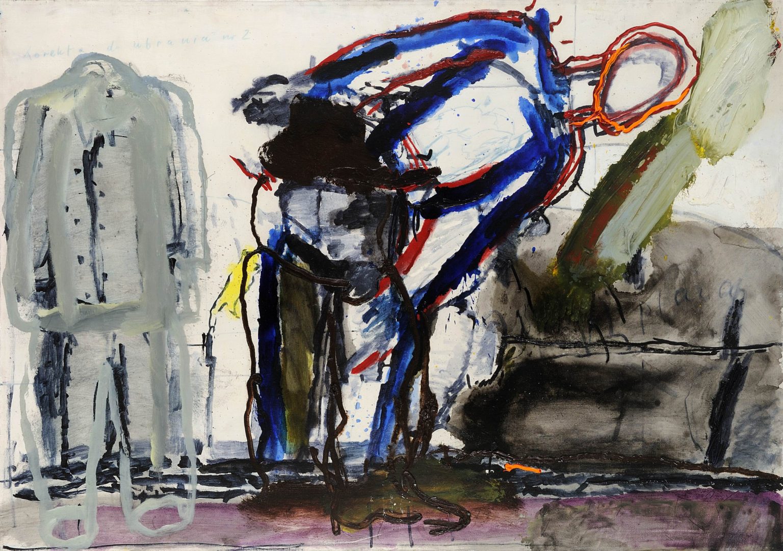 Sportowiec, korekta do ubrania, 1991, olej, płótno, 110x155 cm