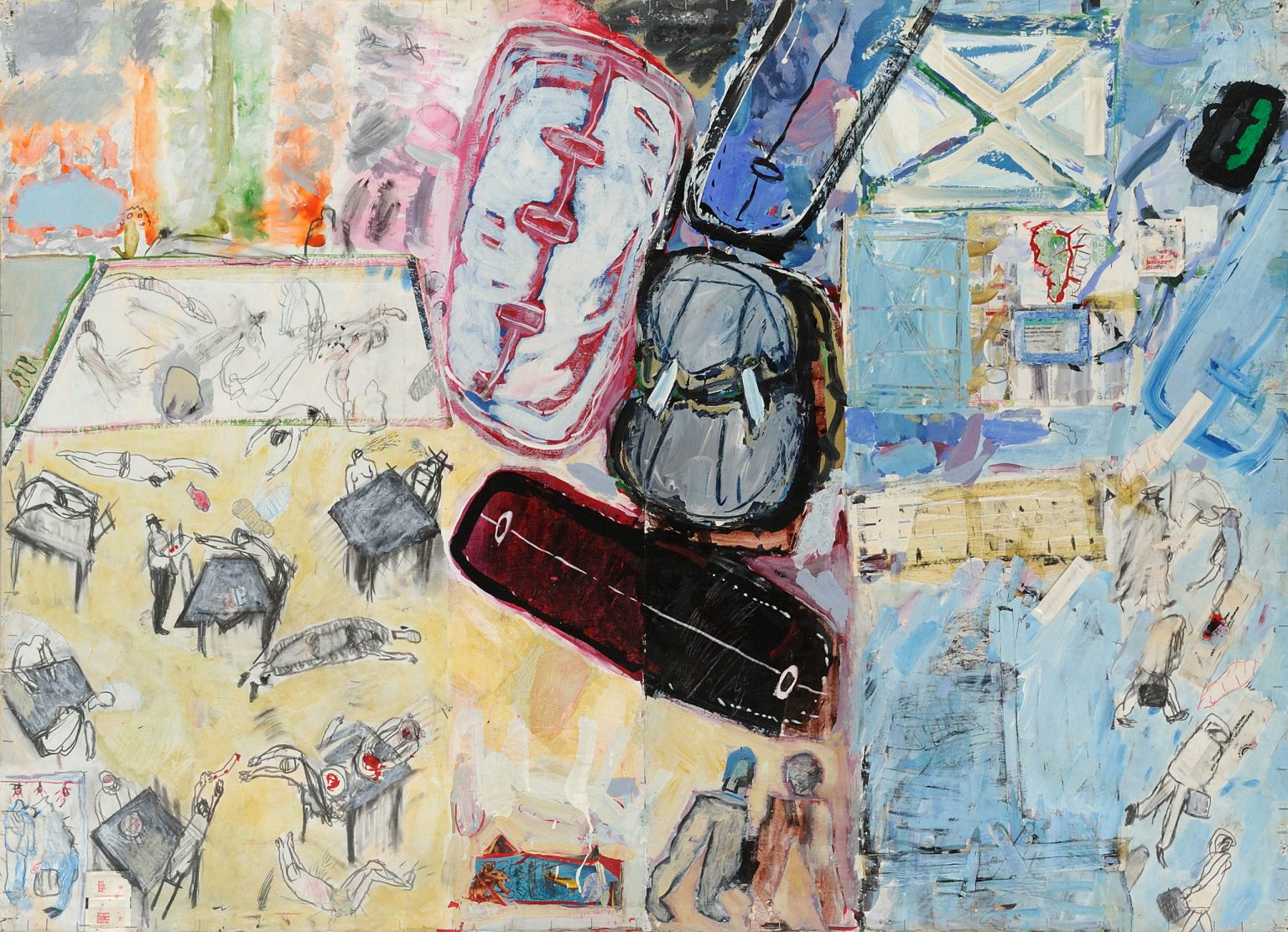 Wyjazd do Austrii, gwasz, ołówek, papier, 95x120, 1987