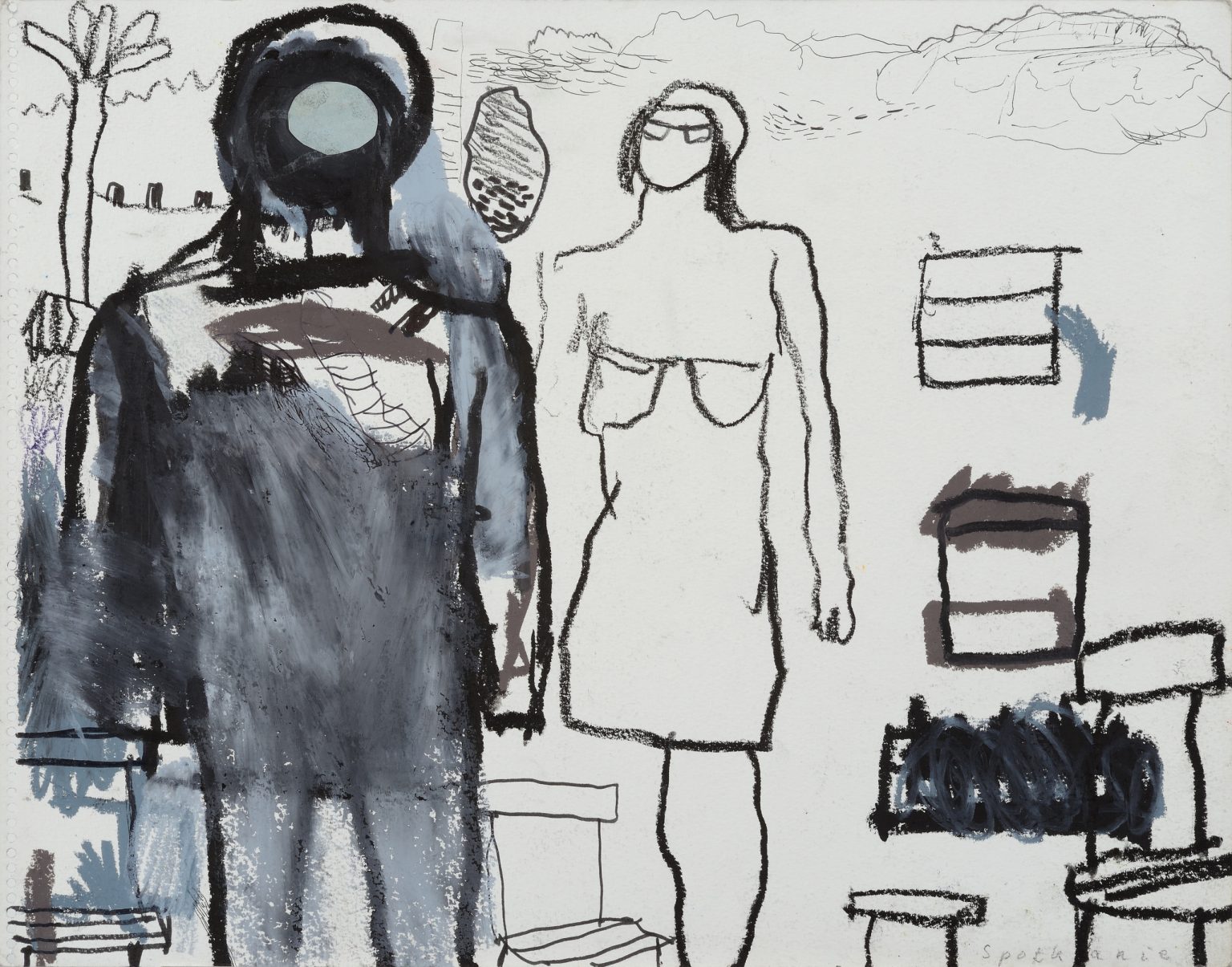 Nurek i dziewczyna, rysunek, 1992 rok