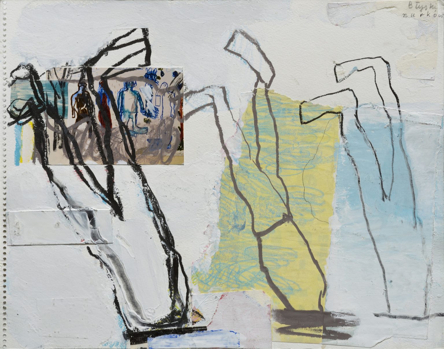 Skoki do wody, gwasz, pastel, papier, 1992 rok