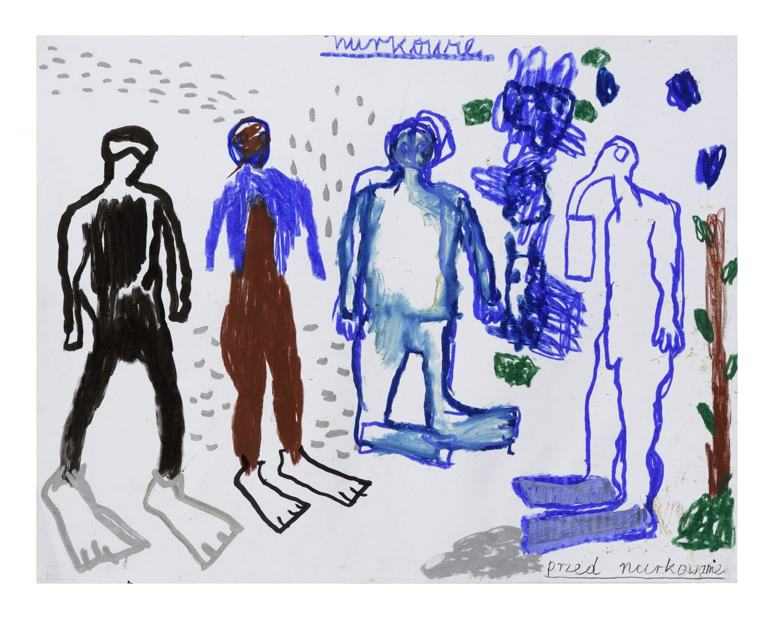 Nurkowie przed nurkowaniem, pastel, papier 1993 rok