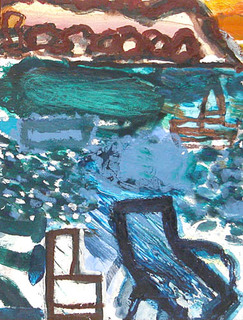 Pejzaż z leżakiem, olej płótno, 1998