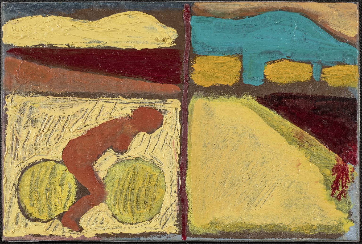 M. Woszczyński, Rowerzystka i bulwar, 2018, olej, płótno, 46x65 cm