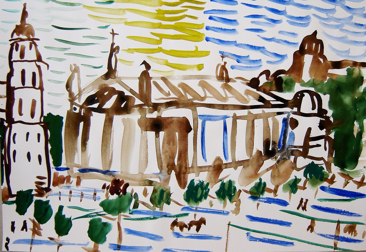 Katedra w Wilnie, 2000, akwarela, papier, 50x70 cm